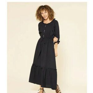 Outerknown Odyssey Ruffle Black Maxi Dress SP